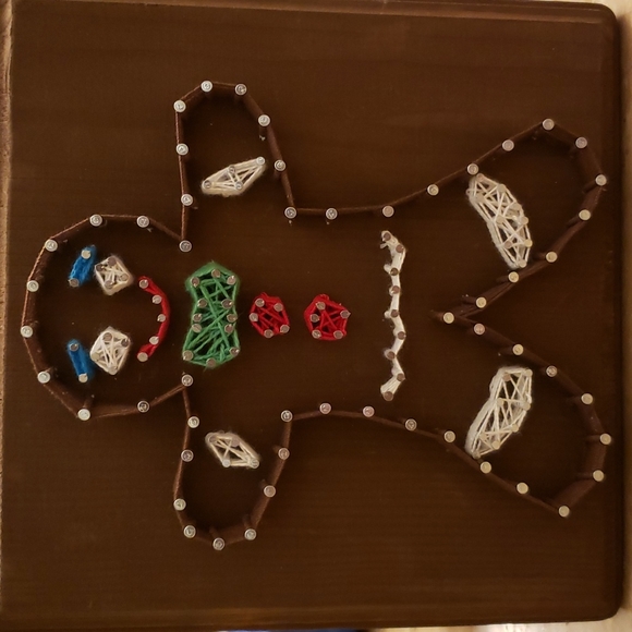 Christmas string art decor piece Gingerbread man, one of a kind. - Picture 2 of 2